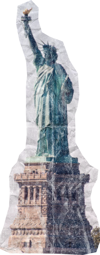 Weathered Historical Statue of Liberty Cut-out